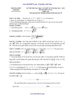 Đề thi thử đại học lần thứ tư môn Toán